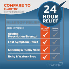 Leader 24 Hour Allergy Relief - Loratadine 10mg Non-Drowsy Antihistamine, 90 Ct