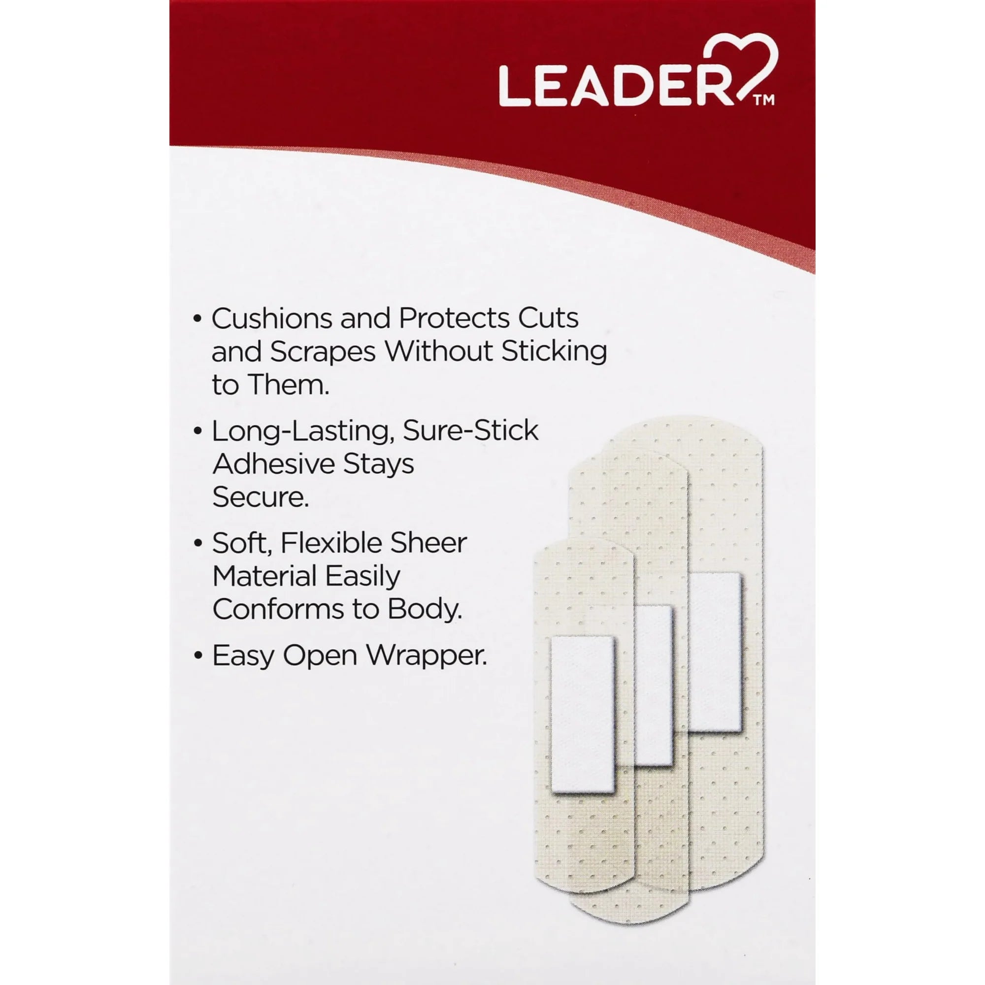 Leader Sheer Adhesive Bandages Antiseptic Count of 60 Assorted Sizes