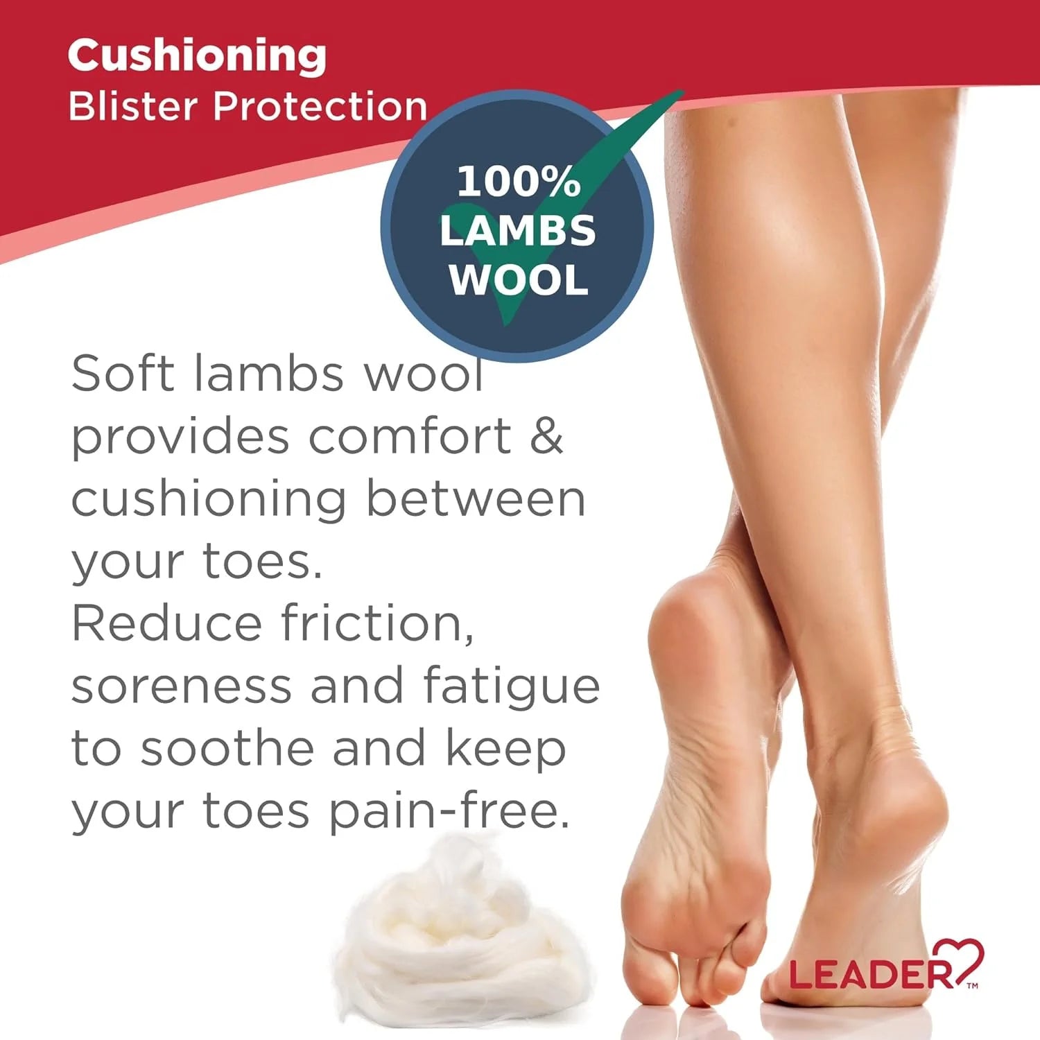 Leader 100% Lambs Wool Padding, Provides Cushioning and Pain Relief 3/8 oz