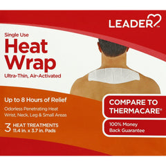 Leader Heat Wrap, Ultra Thin, Air Activated, 3 Ea, Color: White