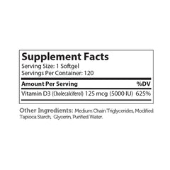 Zahler Vitamin D3 Softgels 5000 IU