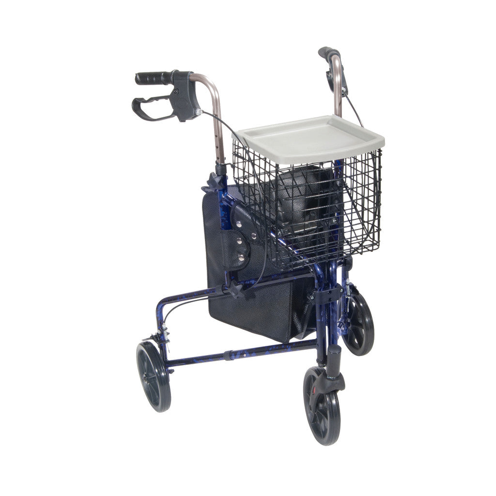 Drive Medical Deluxe 3 Wheel Aluminum Rollator, 7.5" Casters