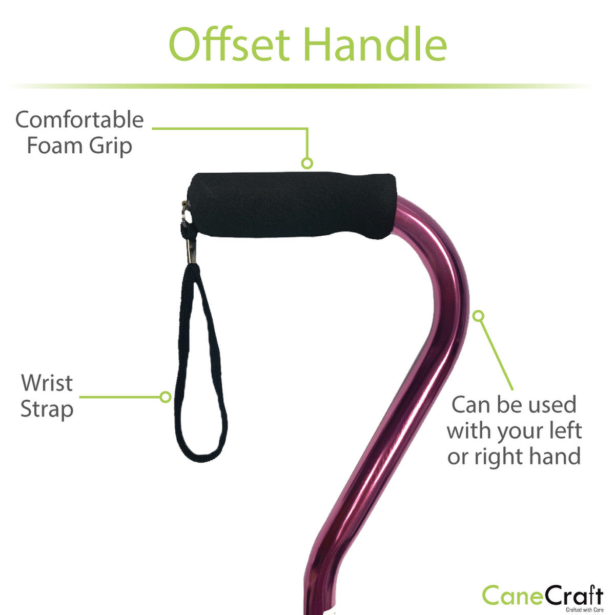 CaneCraft Offset Handle Cane Red