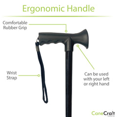 CaneCraft T-Handle Cane with TPR Handle, Black