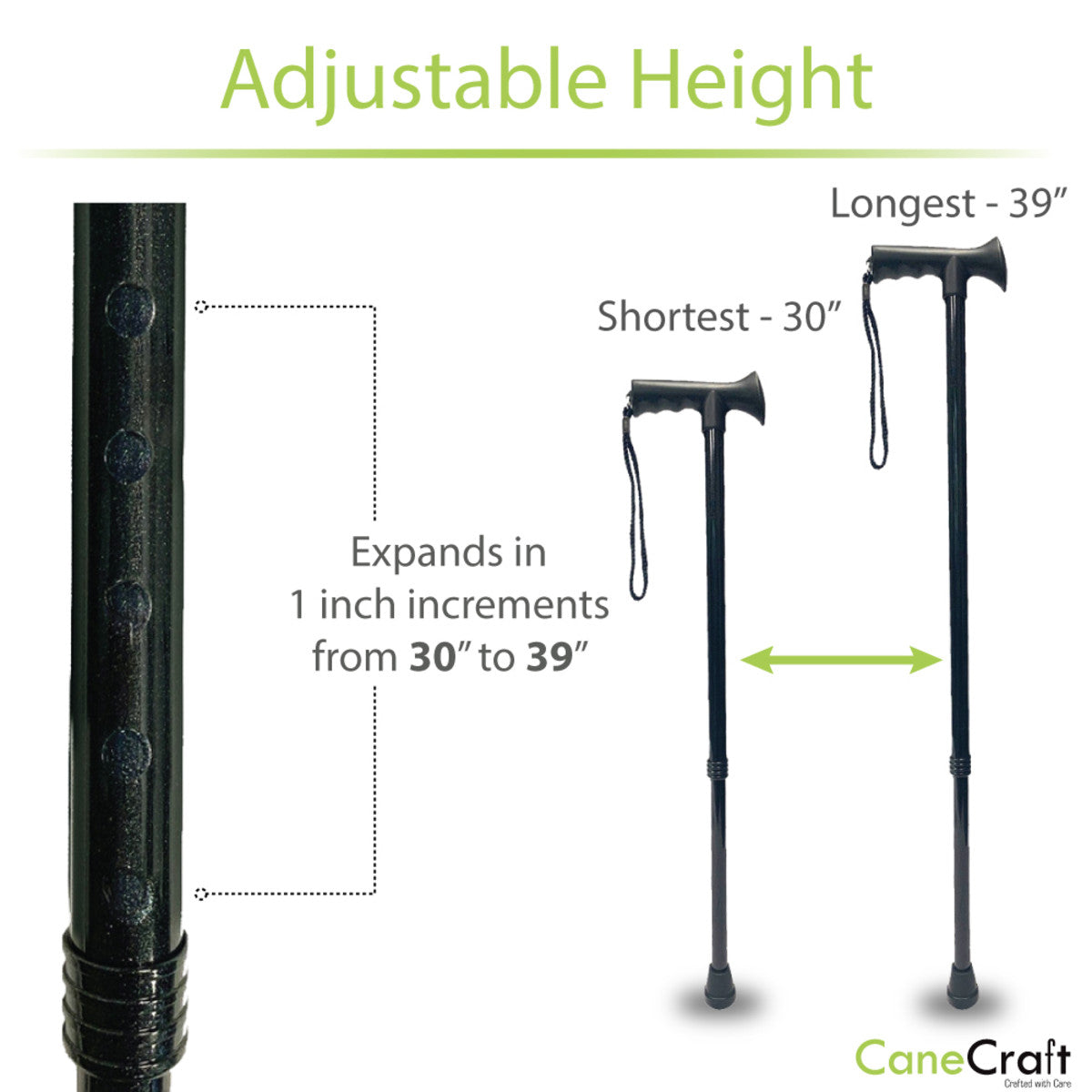 CaneCraft T-Handle Cane with TPR Handle, Black