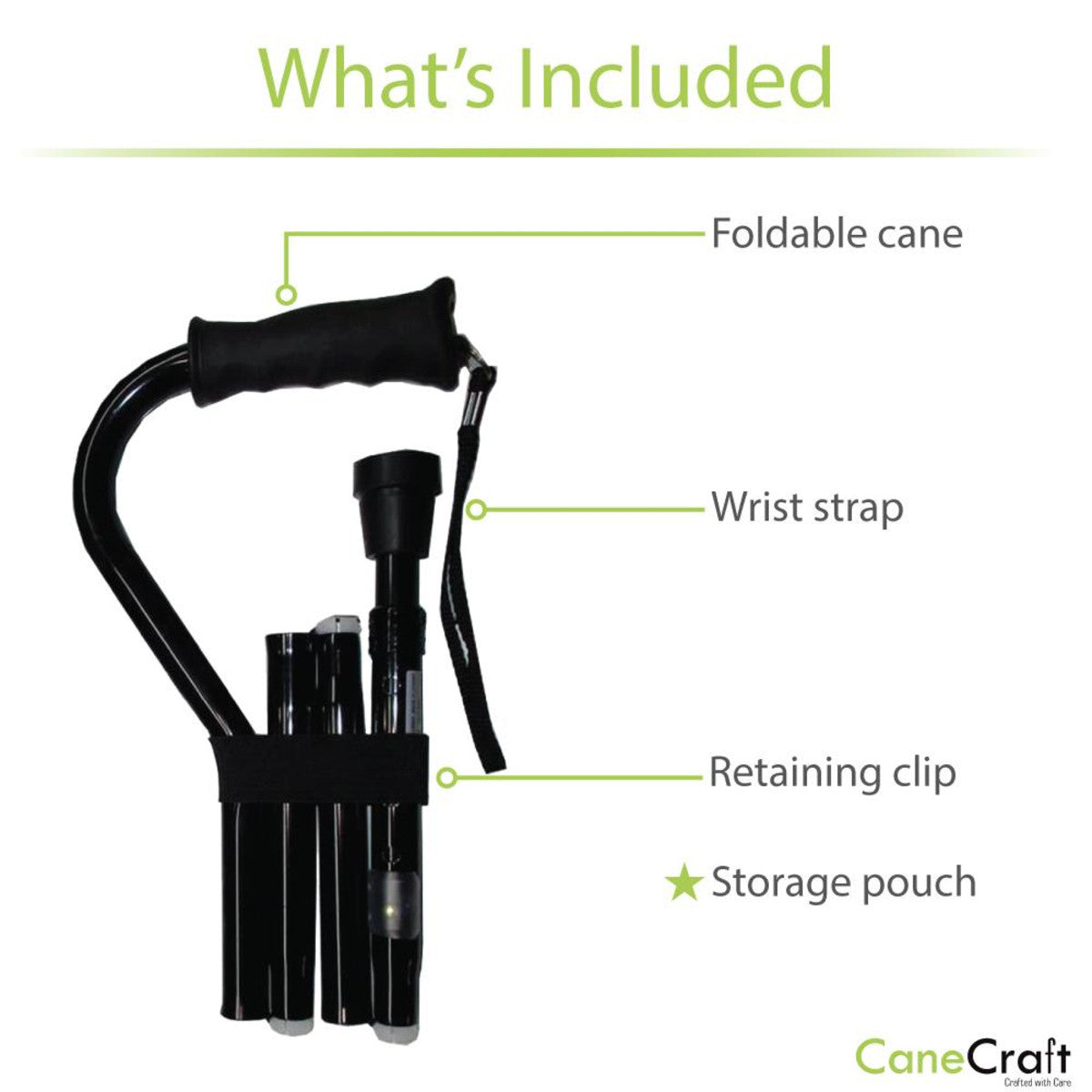 CaneCraft Offset Cane with Silicon Handle, Black