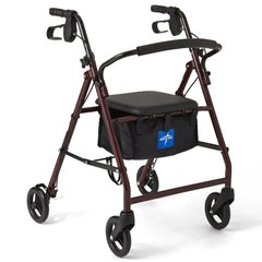 BASIC STEEL ROLLATOR WITH 6" WHEELS, BURGUNDY