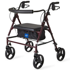 BARIATRIC ROLLATOR WITH 8" WHEELS, BURGUNDY