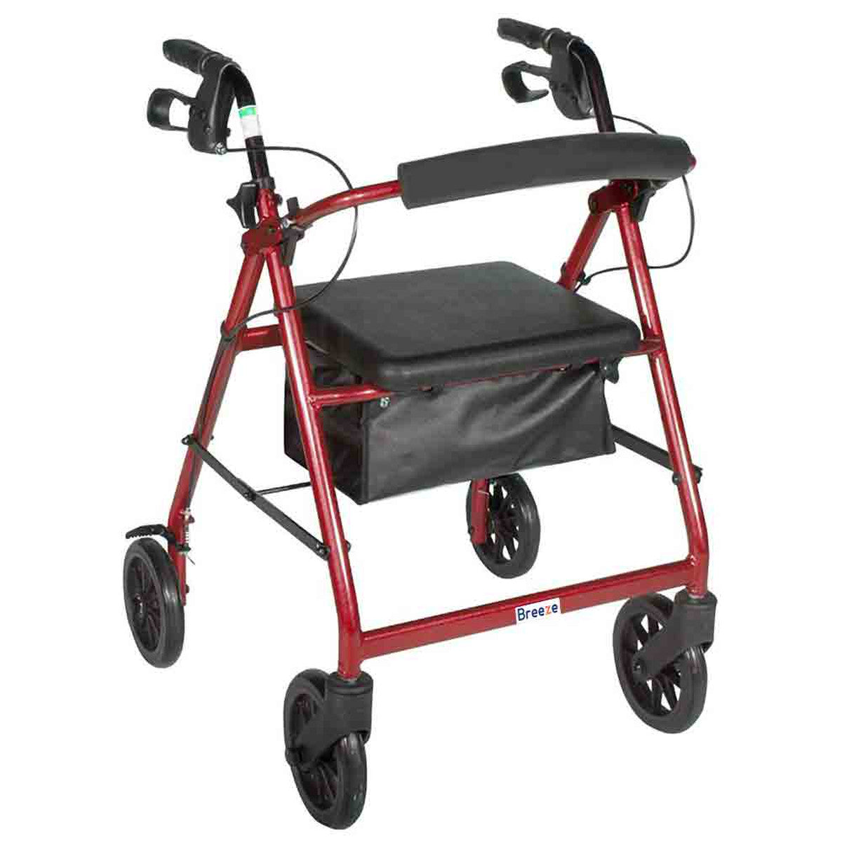 BREEZE ALUMINUM ROLLATOR WITH 6" WHEELS, RED