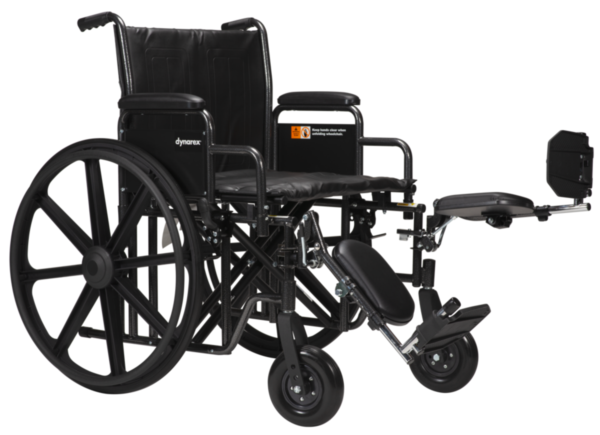 BARIATRIC WHEELCHAIR-22" SEAT, DETACH DESK ARM - ELR, 500 LB CAP - DYNAREX