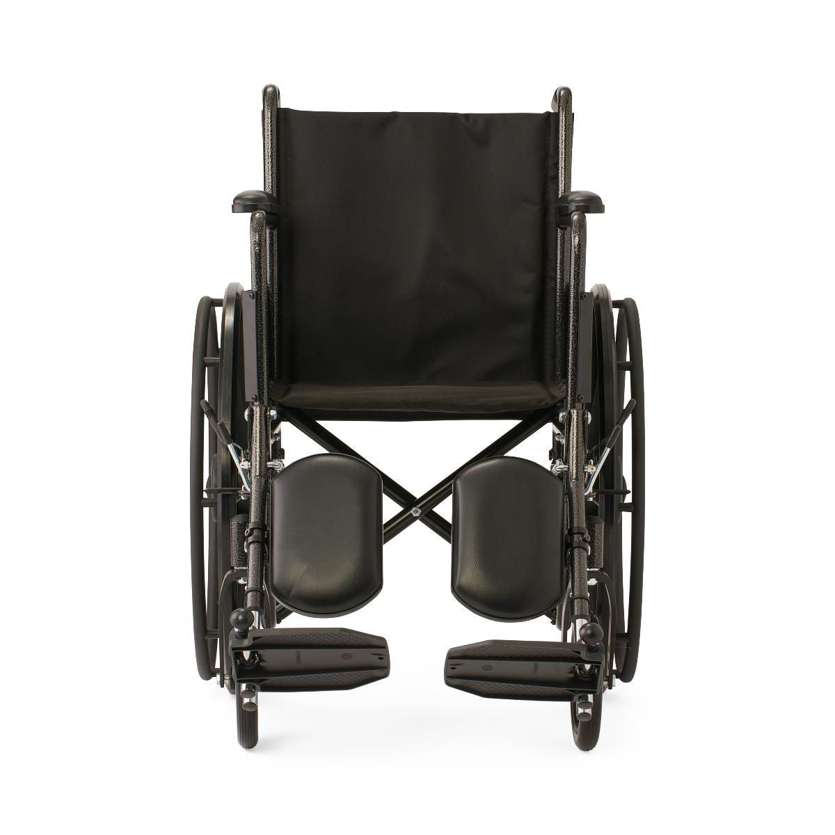 K1 BASIC WHEELCHAIR WITH FULL-LENGTH PERMANENT ARMS AND ELEVATING LEG RESTS, 18"