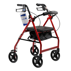 DYNAGO QUAD 8 BASIC ALUMINUM ROLLATOR WITH 7.5" WHEELS, RED