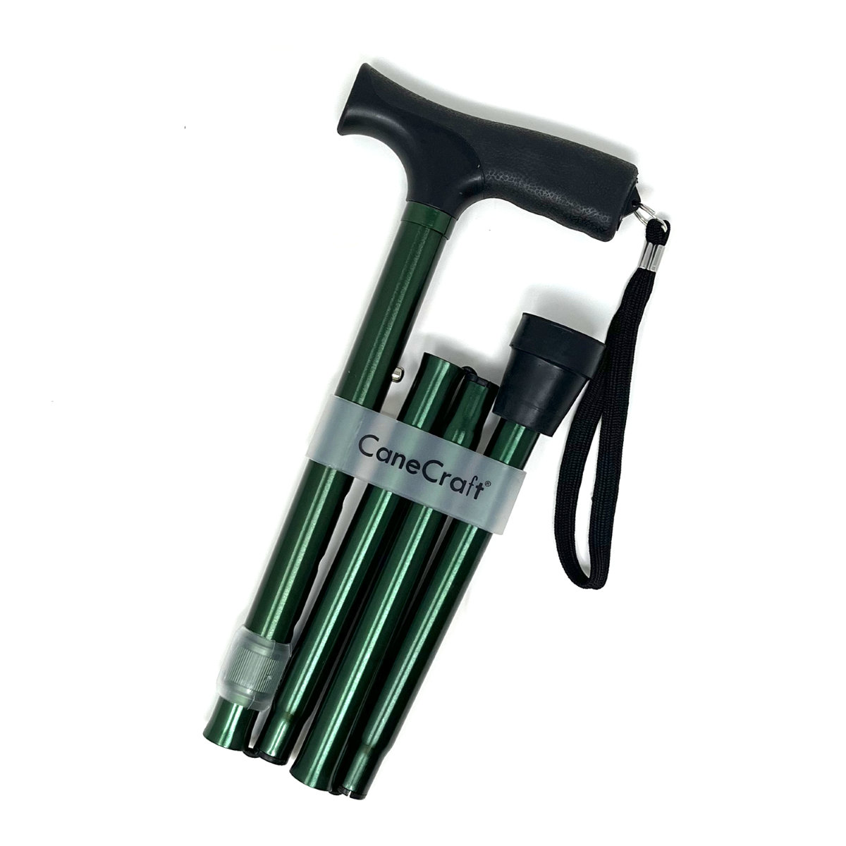 CaneCraft Folding Cane with Non-Slip Plastic Handle, Green