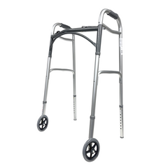 Breeze 2 Button Folding Walker with 5" Wheels, Adult