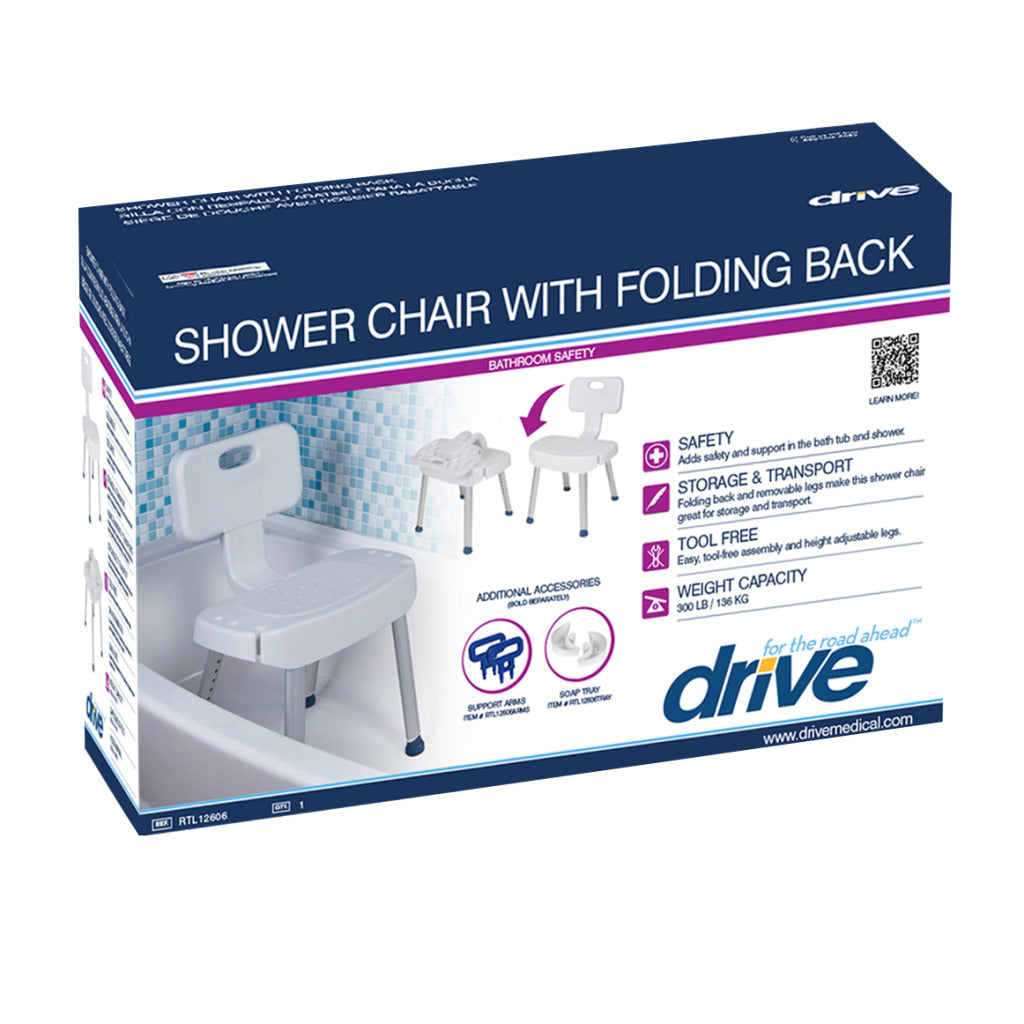 Drive Medical Shower Chair with Folding Back