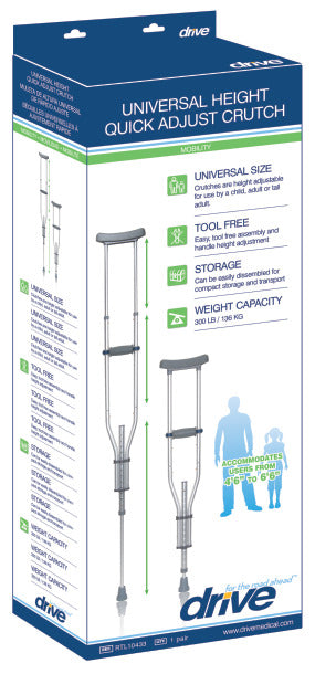 Drive Medical Universal Aluminum Crutch with Accessories