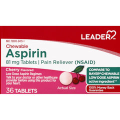 Leader Chewable 81 mg Aspirin, 36 Tablets