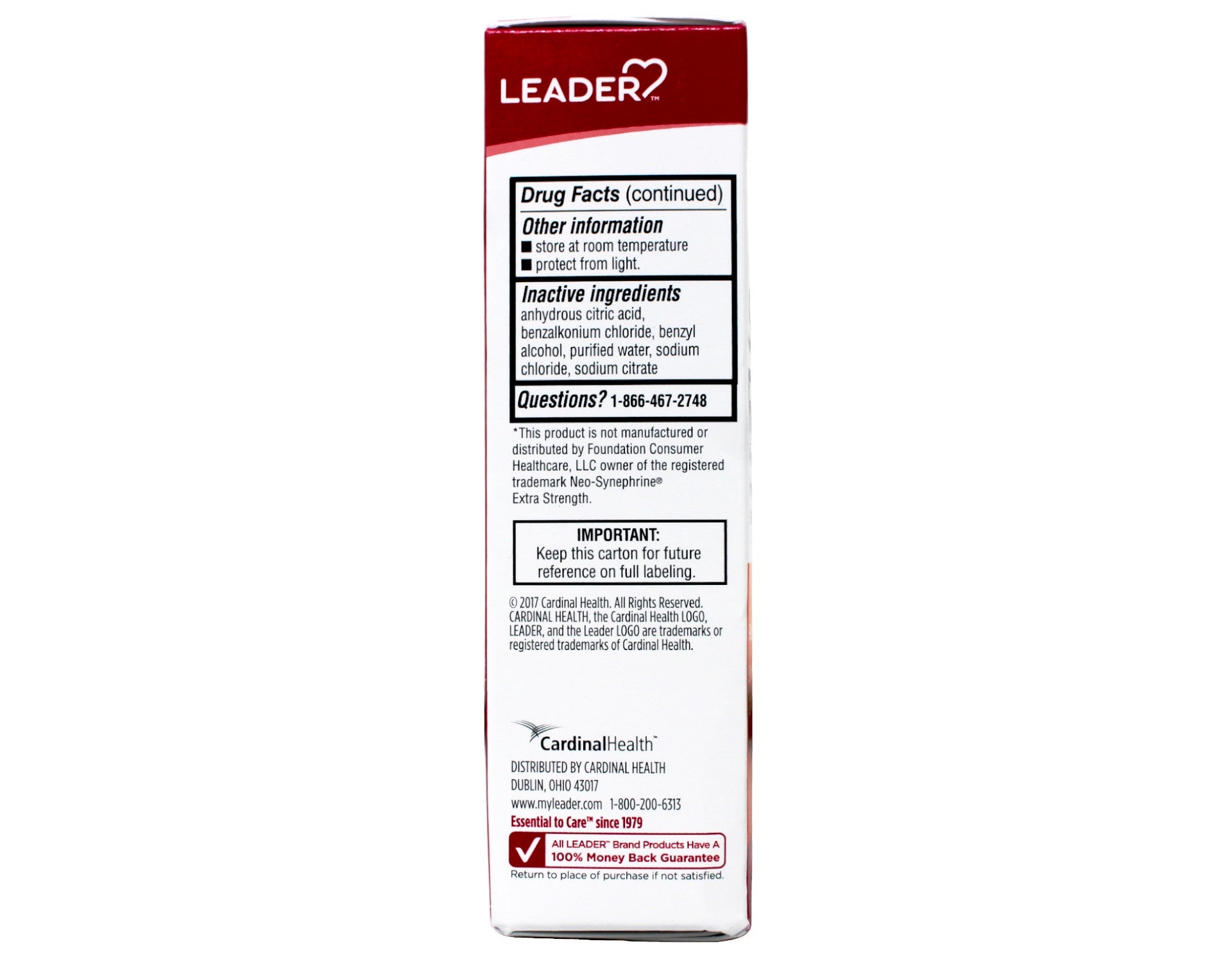 5 Pack - Leader Extra Strength Sinus Relief, Fast Acting, Sinus Decongestant, Nasal Congestion Relief Spray, Cold & Allergy 1 fl oz