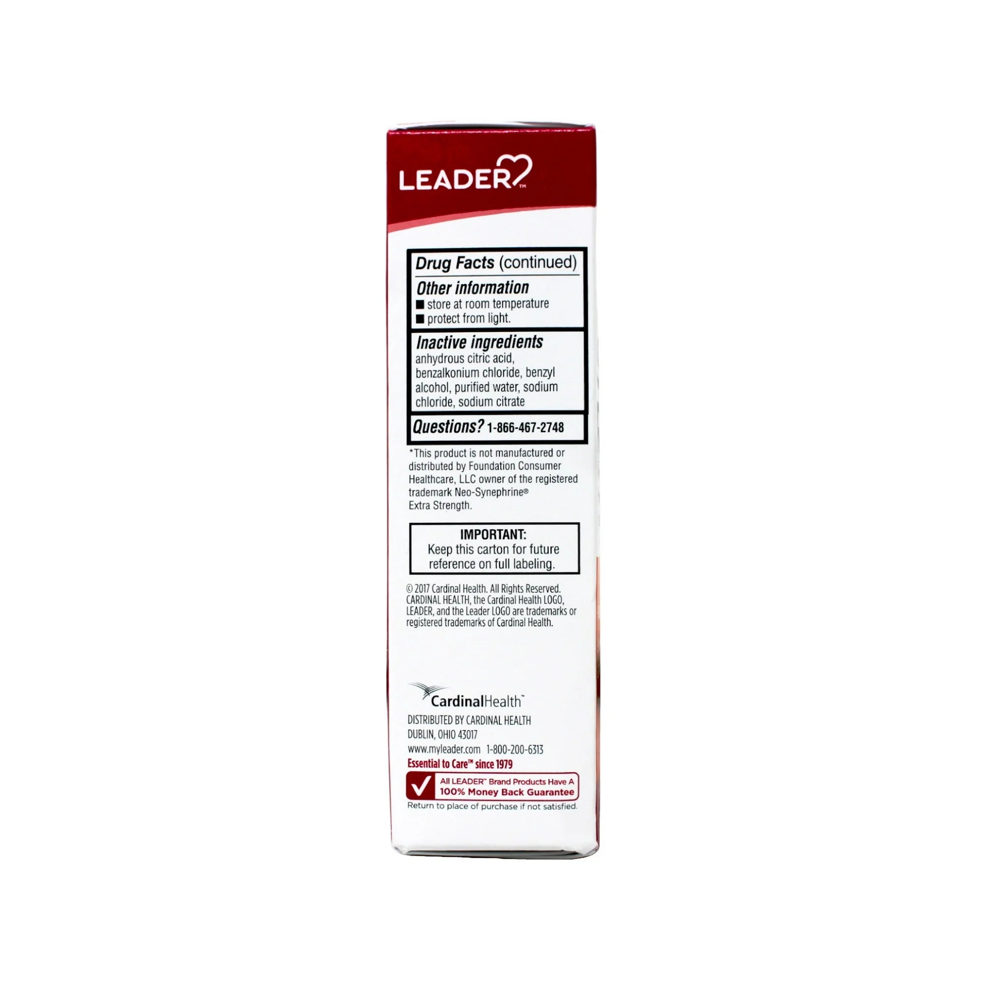 4 Pack - Leader Extra Strength Sinus Relief, Fast Acting, Sinus Decongestant, Nasal Congestion Relief Spray, Cold & Allergy 1 fl oz