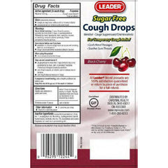 Leader Sugar-Free Menthol Cough Drops, Black Cherry, 25 Drops