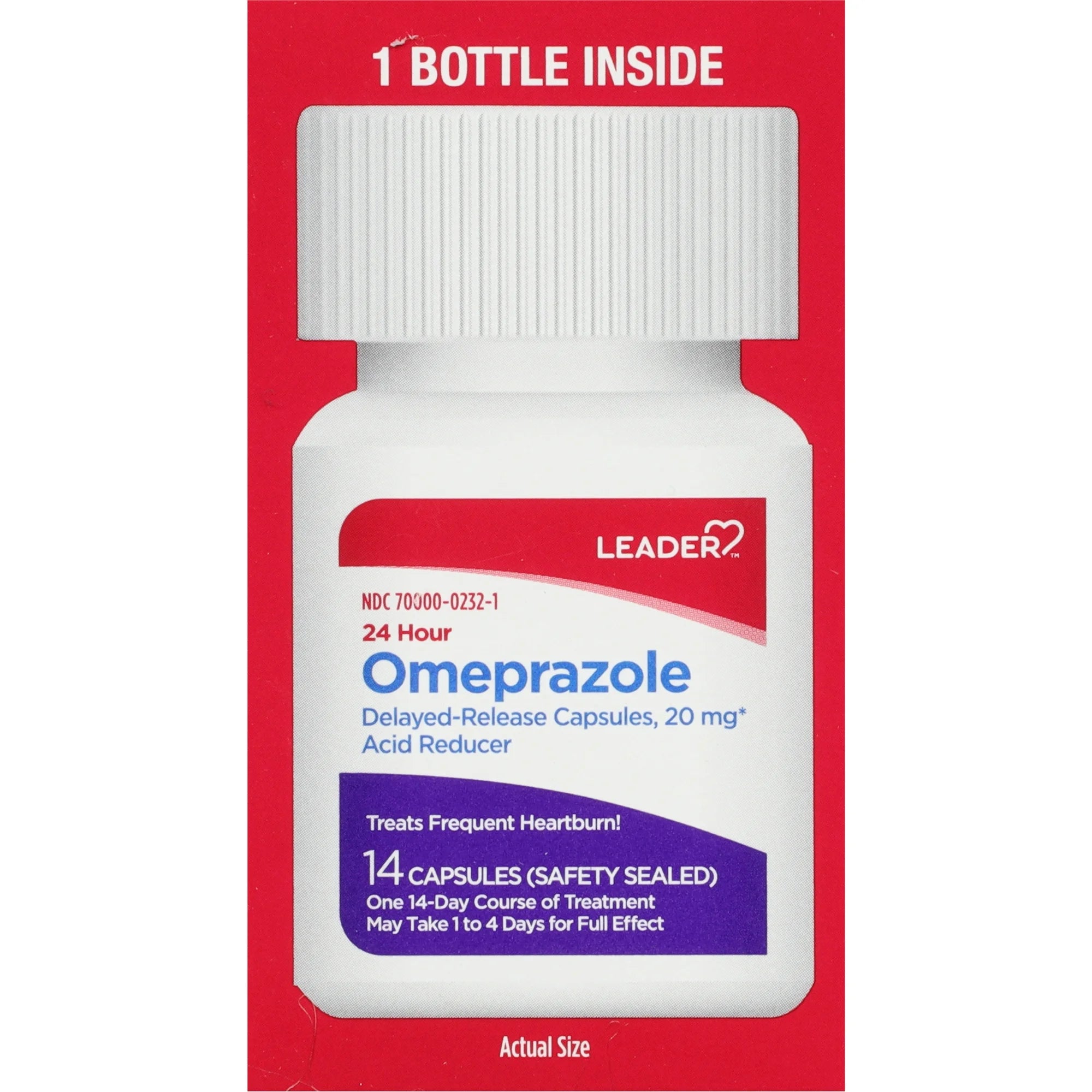 Leader Acid Reducer Omeprazole 20mg Capsules, 14ct 096295130850S650