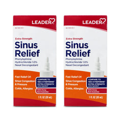 Leader Extra Strength Sinus Relief, Fast Acting, Sinus Decongestant, Nasal Congestion Relief Spray, Cold & Allergy 30 mL Bottle (Pack of 2)