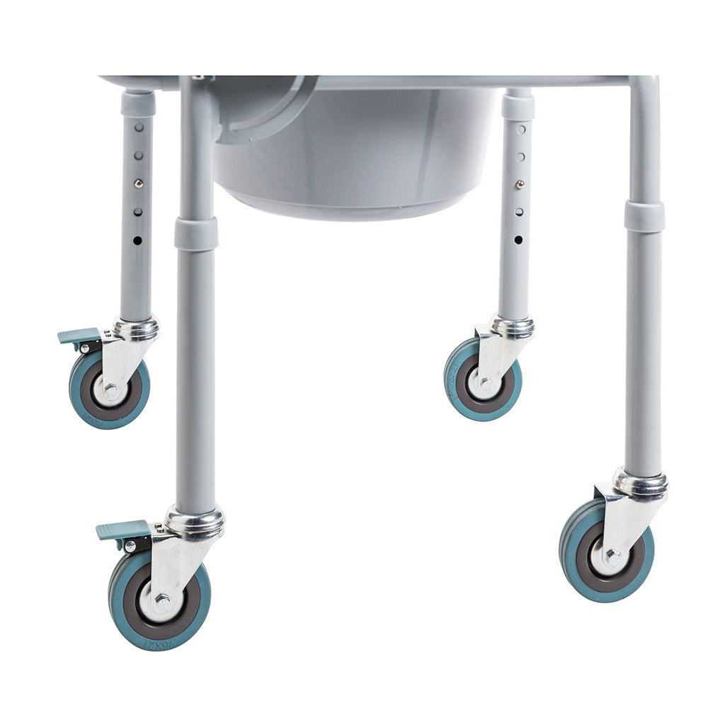 Drive Medical Steel Drop-Arm Commode with Wheels and Padded Armrests