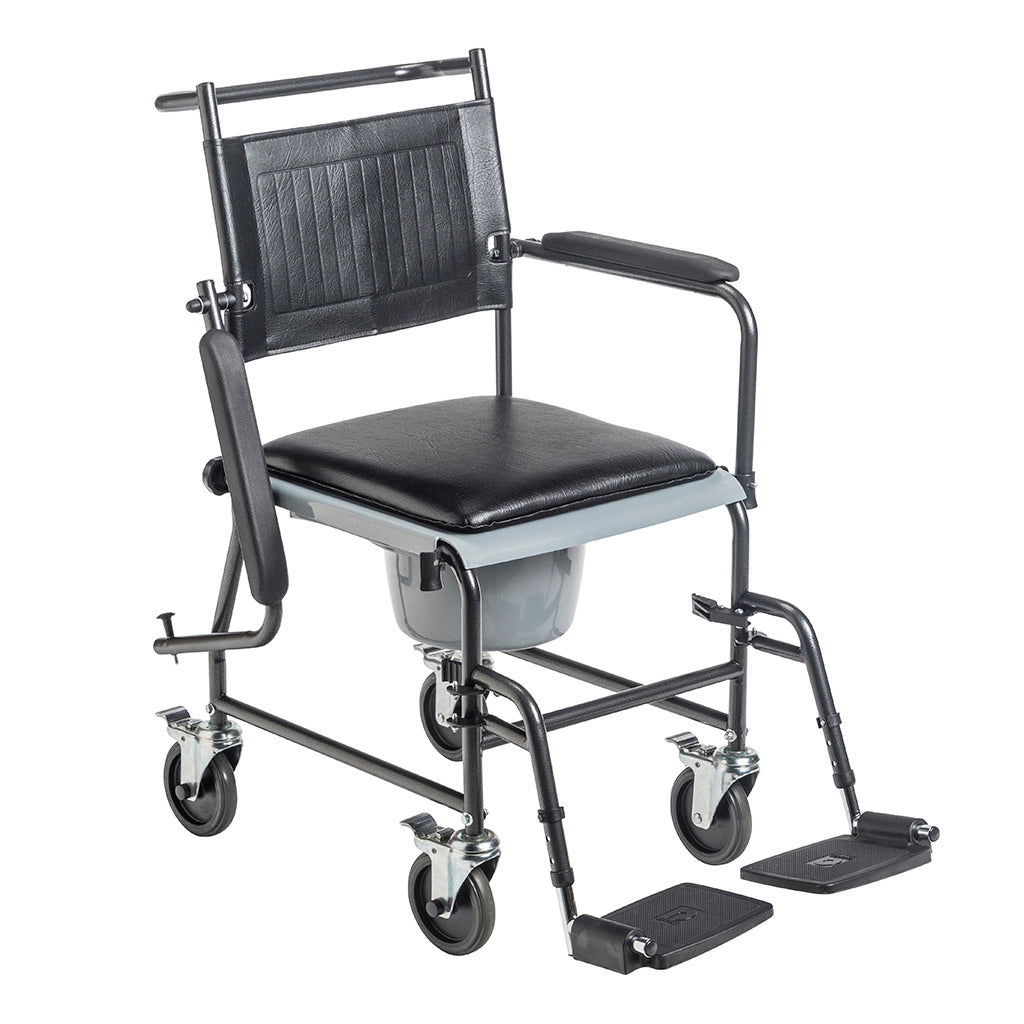 Drive Medical Upholstered Drop Arm Wheeled Commode