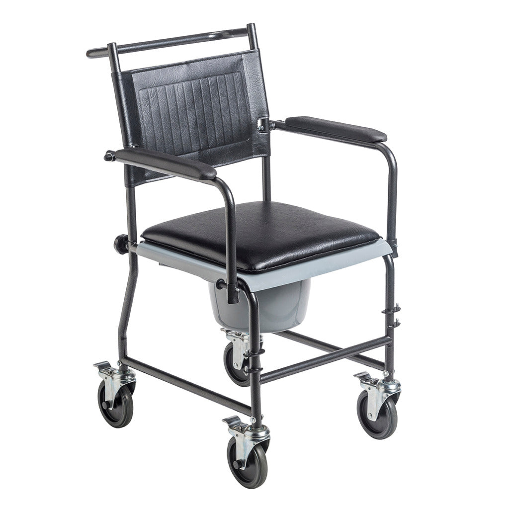 Drive Medical Upholstered Drop Arm Wheeled Commode