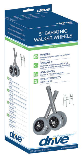 Drive Medical 5" Bariatric Walker Wheels with Two Sets of Rear Glides