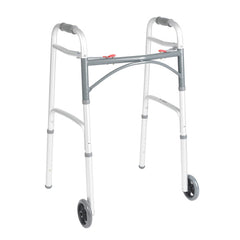 Drive Medical Deluxe Folding Walker, Two Button with 5" Wheels