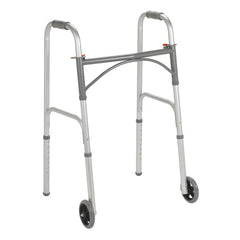 Drive Medical Folding Walker, Two Button with 5" Wheels