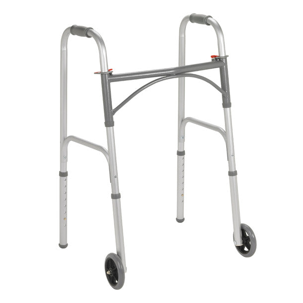 Drive Medical Folding Junior Walker, Two Button with 5" Wheels