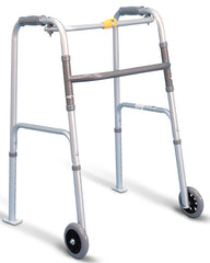 Drive Medical Airgo One Touch Button Folding Walker with 5" Wheels and Glide Skisv