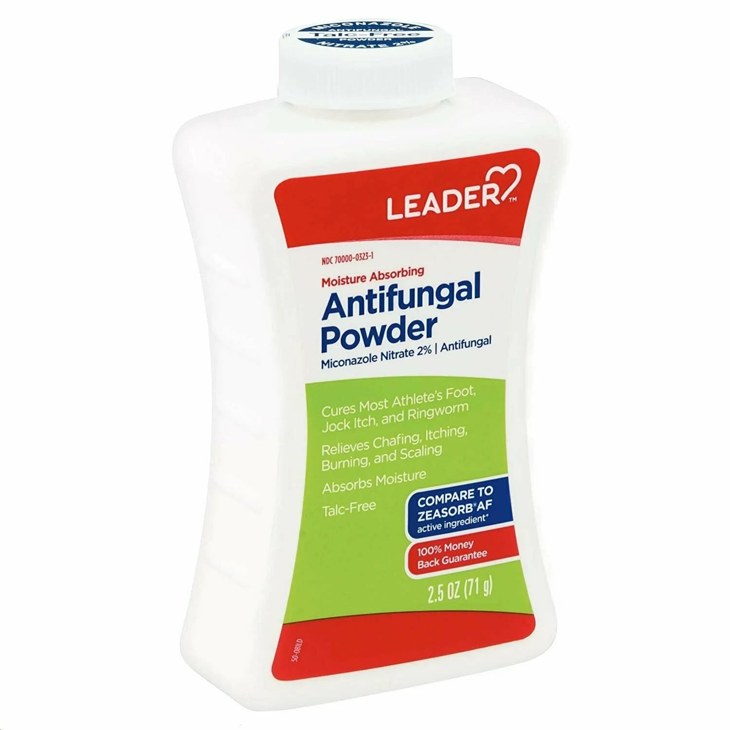 Leader Antifungal Powder Micanzole Nitrate Moisture Absorbing Talc-Free, 2.5 oz