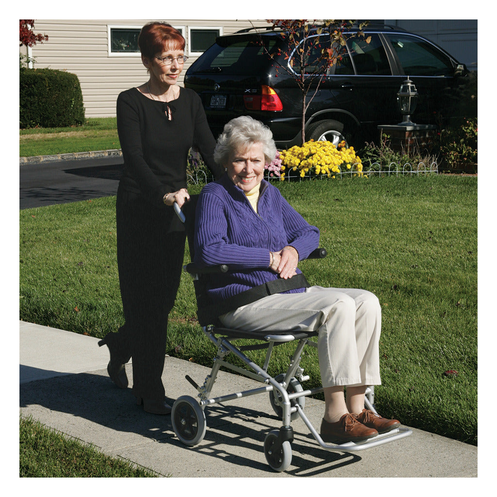 Drive Medical Super Light, Folding Transport Chair with Carry Bag and Flip-Back Arms