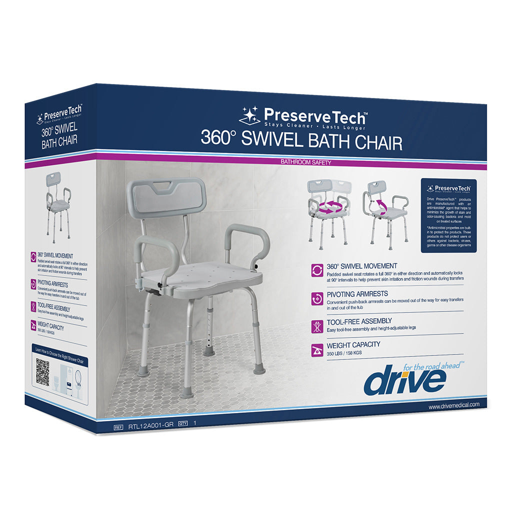 Drive Medical PreserveTech™ 360° Swivel Bath Chair