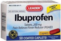 Leader Ibuprofen 200 Mg Pain Reliever And Fever Reducer Caplets, 50 Ea