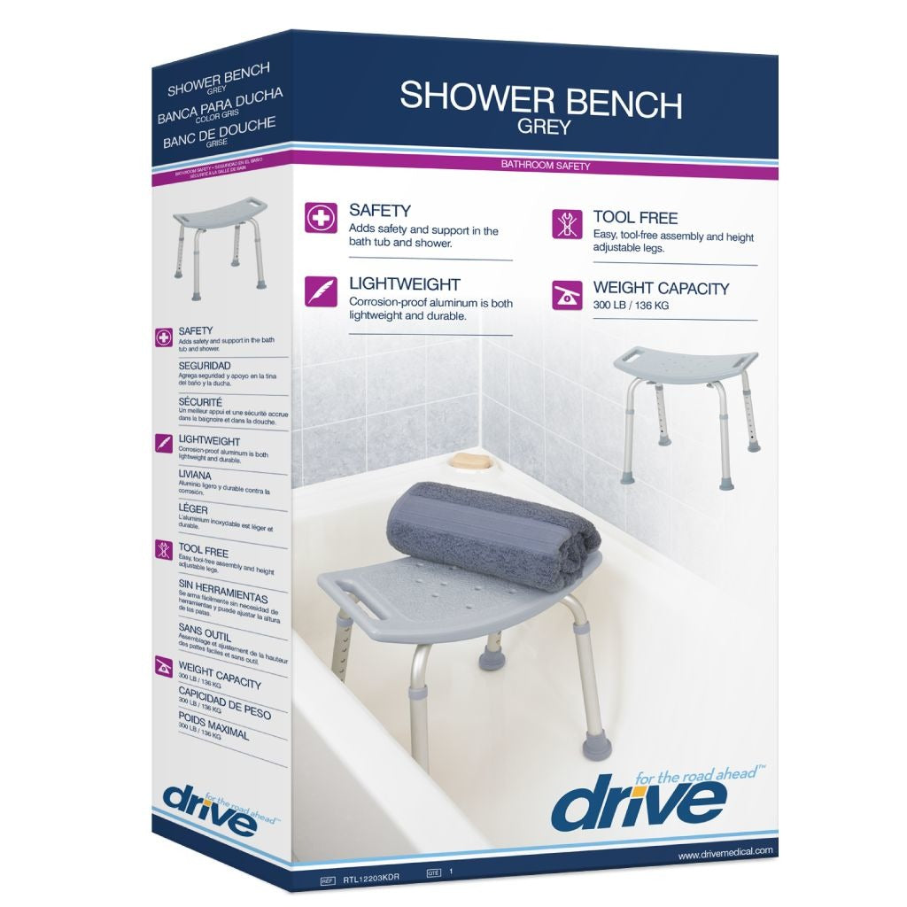 Drive Medical Deluxe Aluminum Shower Bench without Back