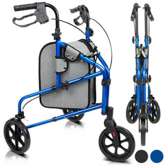 Vive 3 Wheel Walker Rollator - Lightweight Foldable Walking Transport