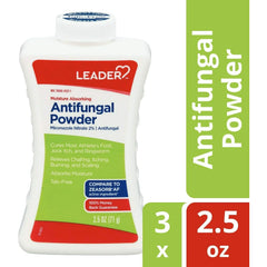 Leader Antifungal Powder Micanzole Nitrate Moisture Absorbing Talc-Free, 2.5 oz