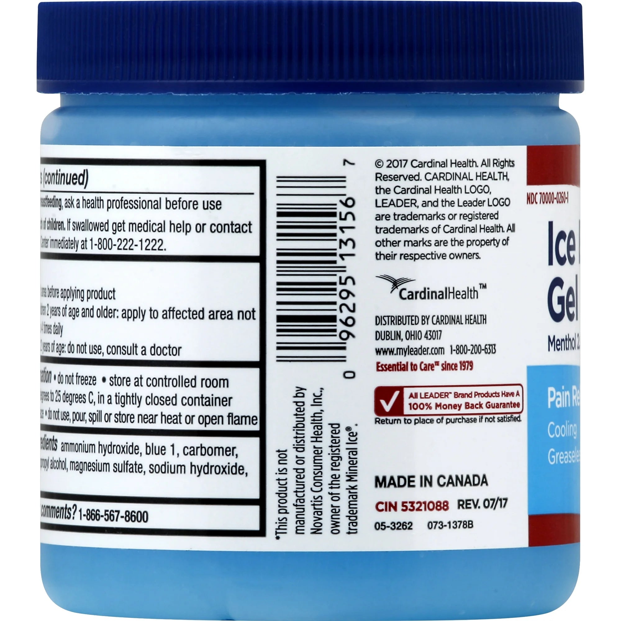 Leader Ice Blue Gel Pain Relief, 8 oz – Over-the-Counter Cooling Gel