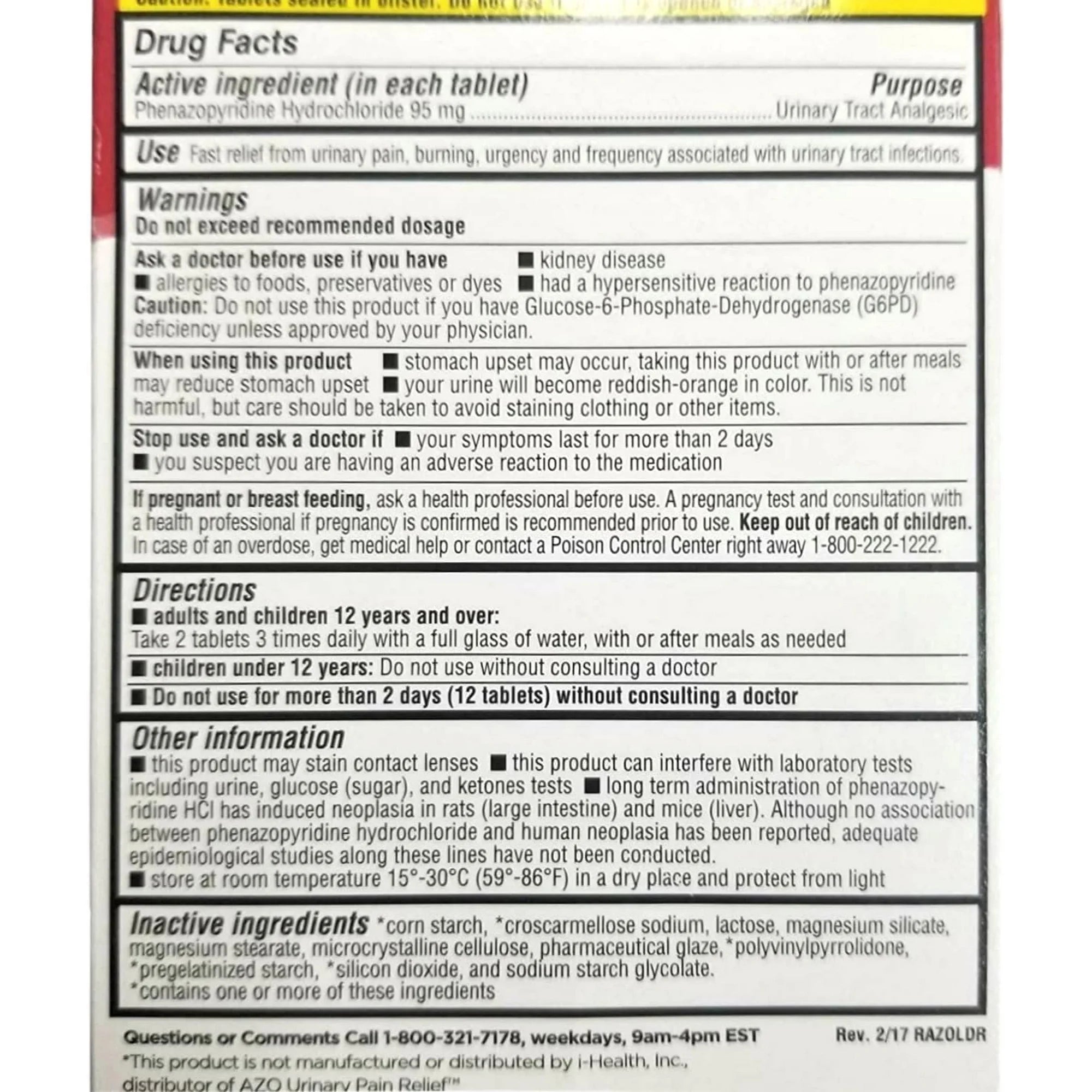 Leader Urinary Pain Relief, Phenazopyridine Hydrochloride 95 mg, Urinary Tract Analgesic, Relieves Burning and Urgency, for Adults, Both Men & Women, and Kids 12+, 30 Tablets