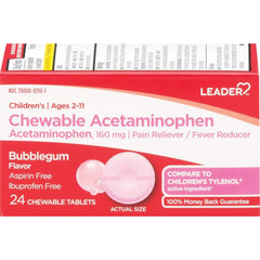 Leader Children's Chewable Acetaminophen Tabs for Pain & Fever Relief, 24ct