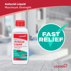 Leader OTC Maximum Strength Antacid Liquid, Fast Relief for Indigestion & Heartburn, 12 oz