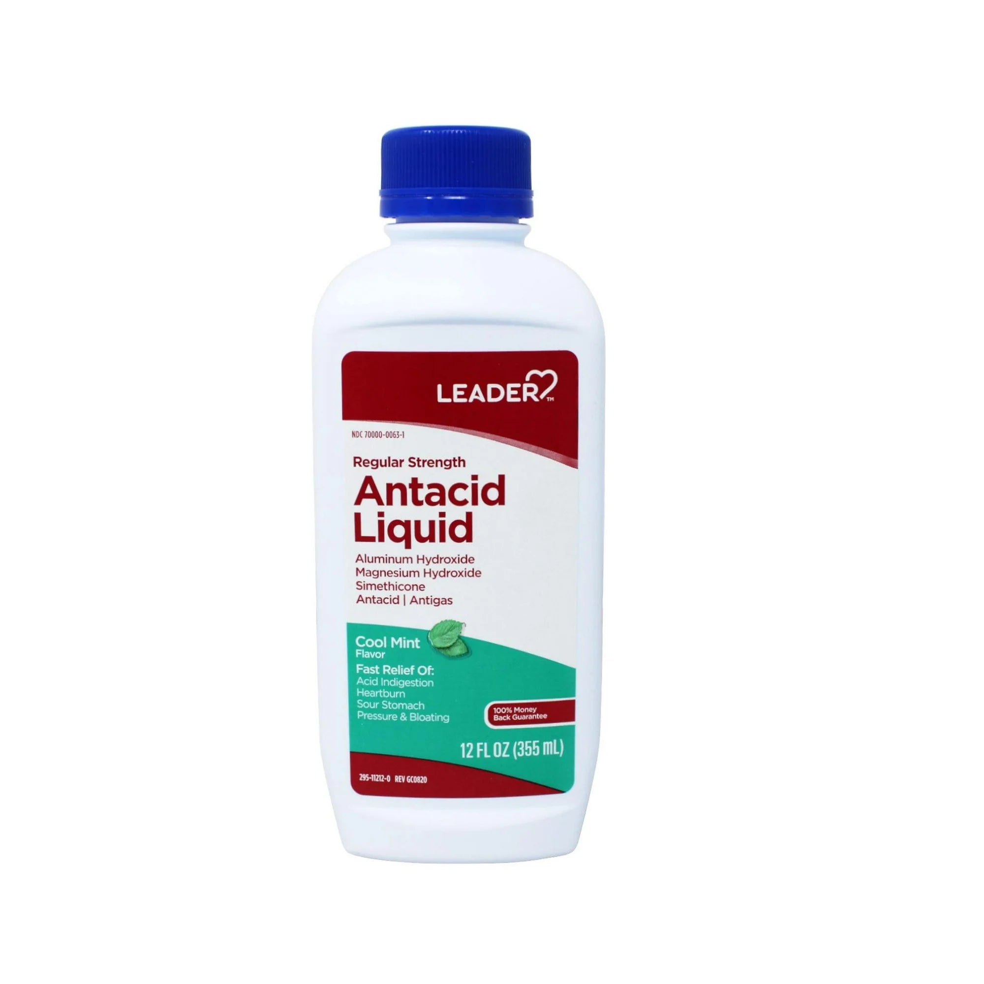 Leader Regular Strength Antacid Liquid, Cool Mint, 12 fl oz - 3 Pack