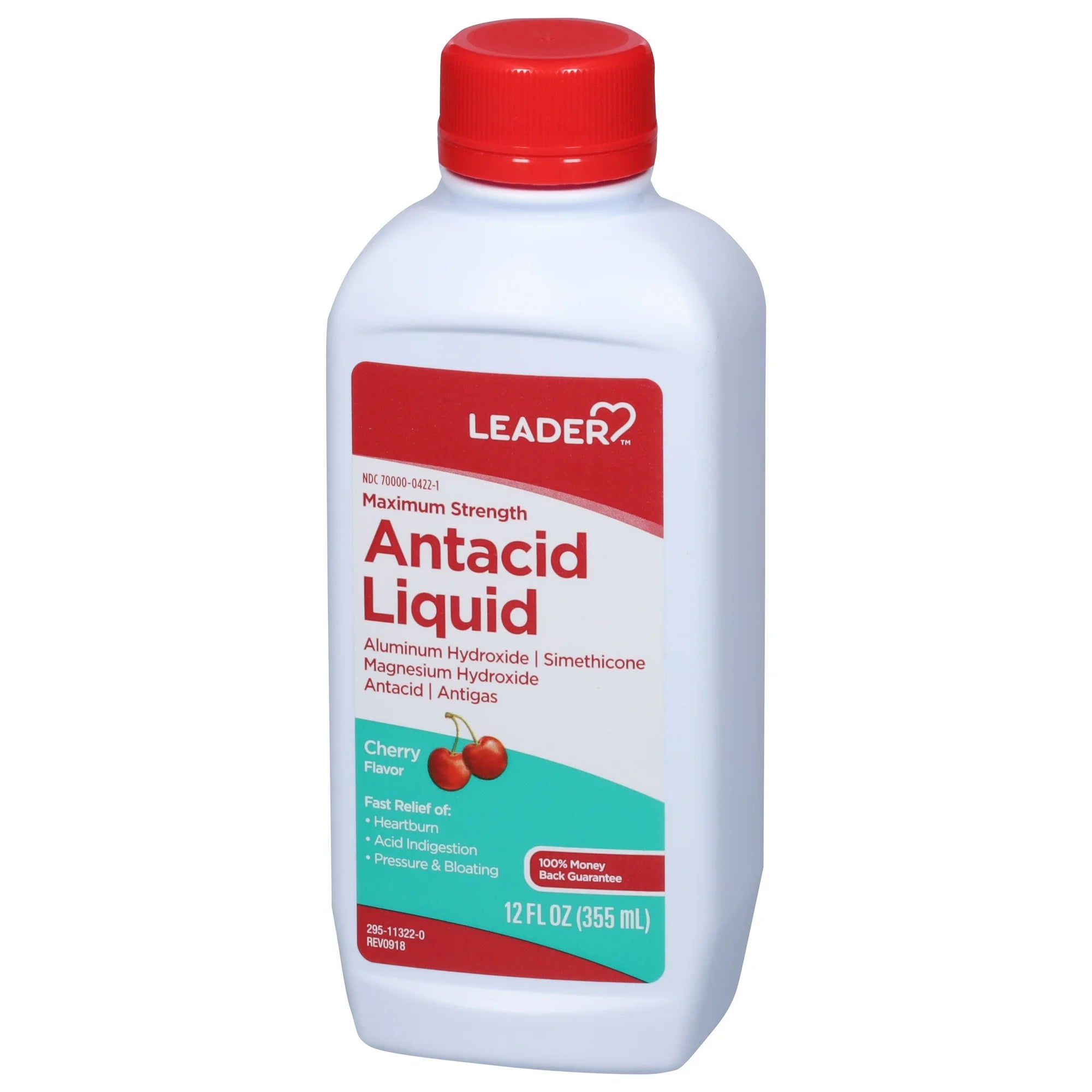 Leader OTC Maximum Strength Antacid Liquid, Fast Relief for Indigestion & Heartburn, 12 oz