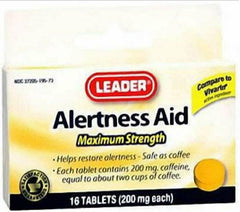 Leader Alertness Aid Caffeine 200mg Tablets, 16 Count