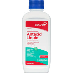 LEADER Antacid Liquid Regular Strength, For Acid Reflux & Gas, Mint Flavor, 12 fl oz