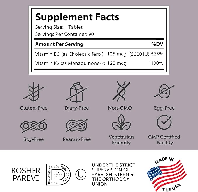 Zahler Vitamin D3 & K2 (90) Chewable Tablets